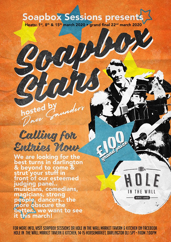 soapboxsesh's tweet image. Our tongue-in-cheek, top-turn-filled talent show, Soapbox Stars is back in March.🌟

Music, magic, dancing &amp;amp; comedy, in our past four events we&apos;ve seen it all &amp;amp; we want more. 💃🕺

Heats are 1st, 8th &amp;amp; 15th March. If you fancy it then drop us a msg. 🤹‍♀️

@WhatsOnDarlo @lovedarlouk
