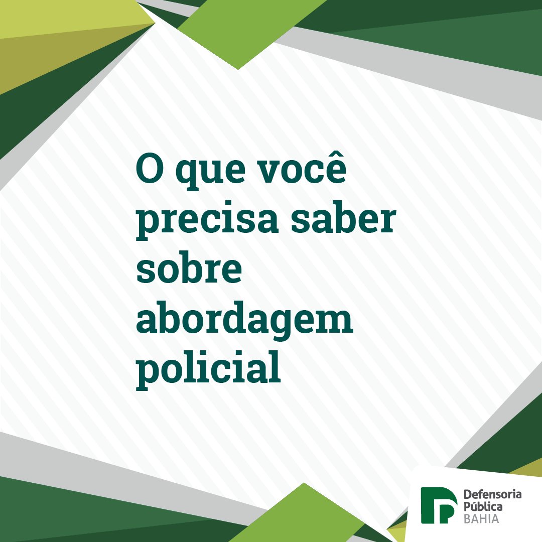 DefensoriaBahia's tweet photo. Nossa cartilha sobre abordagem policial está disponível no nosso site! 

Acesse e saiba quais são seus direitos e deveres em situações com essa:
https://t.co/9VOC2wUTRa https://t.co/2c65qi8YTQ