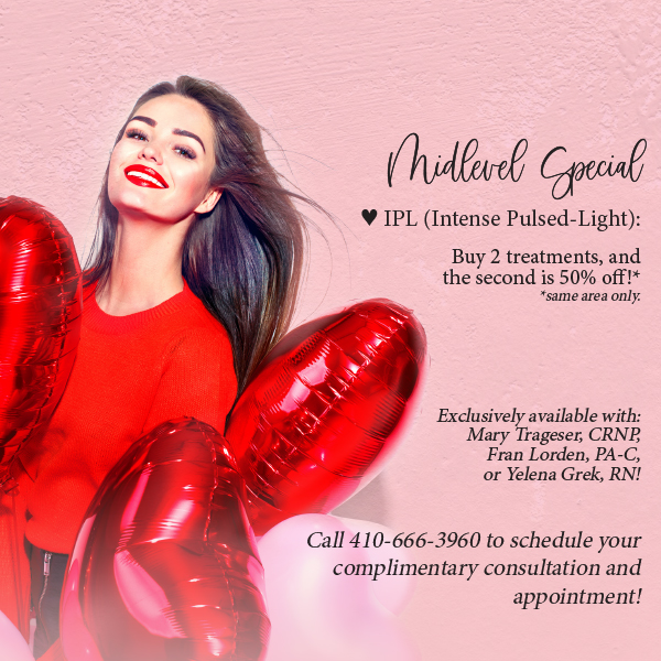MDLSV's tweet image. Don't miss our IPL special this month! Buy 1 IPL treatment, receive 1/2 off your next treatment of the same area! Valid with Mary, Fran or Yelena only. Call the office to schedule a complimentary consultation: 410-666-3960.