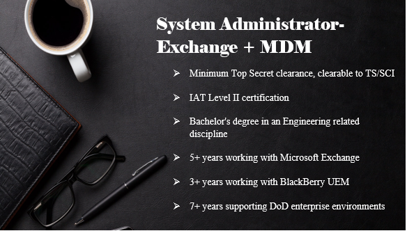 DigiconRocks's tweet photo. Digital Consultants LLC is currently hiring for a System Administrator in Quantico, VA! Must meet the qualifications listed below.
If interested, APPLY TODAY @ https://t.co/7MHmOtO0kL!! #DigiConRocks #SystemAdmin https://t.co/IYGFRtfWLA