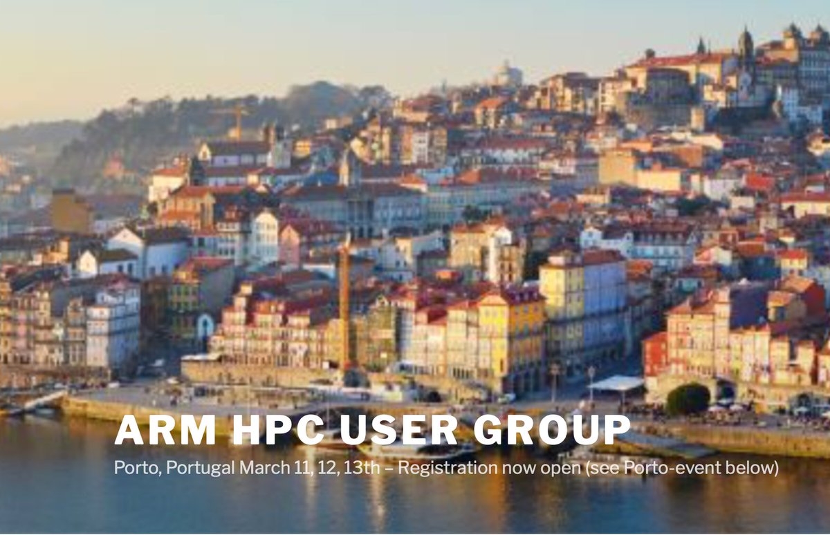 piccarozzi's tweet photo. Registration is now open for the first Arm HPC User Group Annual Meeting! Join us in Porto on the 11 to 13 of March! #AHUG #HPC #Arm
https://t.co/E89Dn6hwp2 https://t.co/5VxjOYcLpB