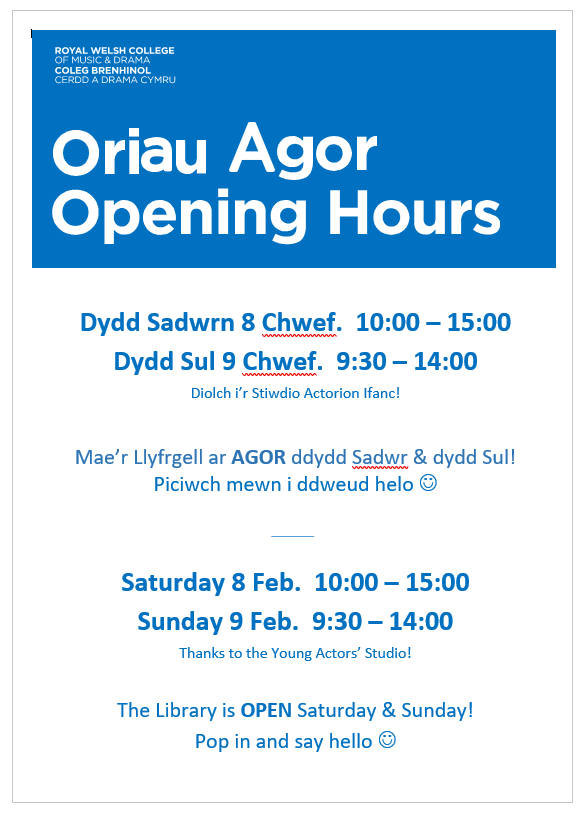 RWCMDLibrary's tweet photo. The Library is OPEN this Saturday & Sunday!
πΆππ
Maeβr Llyfrgell ar AGOR dydd Sadwrn & dydd Sul hwn!
#rwcmdlibrary #rwcmd #cbcdc #llyfrgellcbcdc #cardiff @YoungRWCMD @RWCMD https://t.co/CTRIo9P3xx