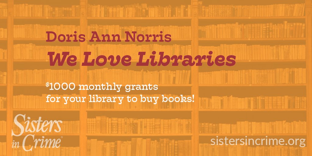 Congratulations to the February Doris Ann Norris We Love Libraries $1,000 grant winner: the Augusta County Library <a href="/AskOurLibrary/">Augusta Co. Library</a> in Fishersville, Virginia!
Pictured are books by #SinC members <a href="/ellencrosby/">Ellen Crosby</a>, @danastabenow &amp; Louise Penny.   
Learn more: sistersincrime.org/page/WeLoveLib…