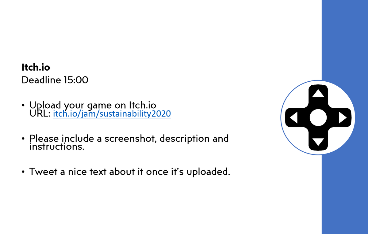 GameJam20's tweet photo. Challenge #7: upload your game. https://t.co/tqSr3nkJ0l https://t.co/xBrDEAtFHn