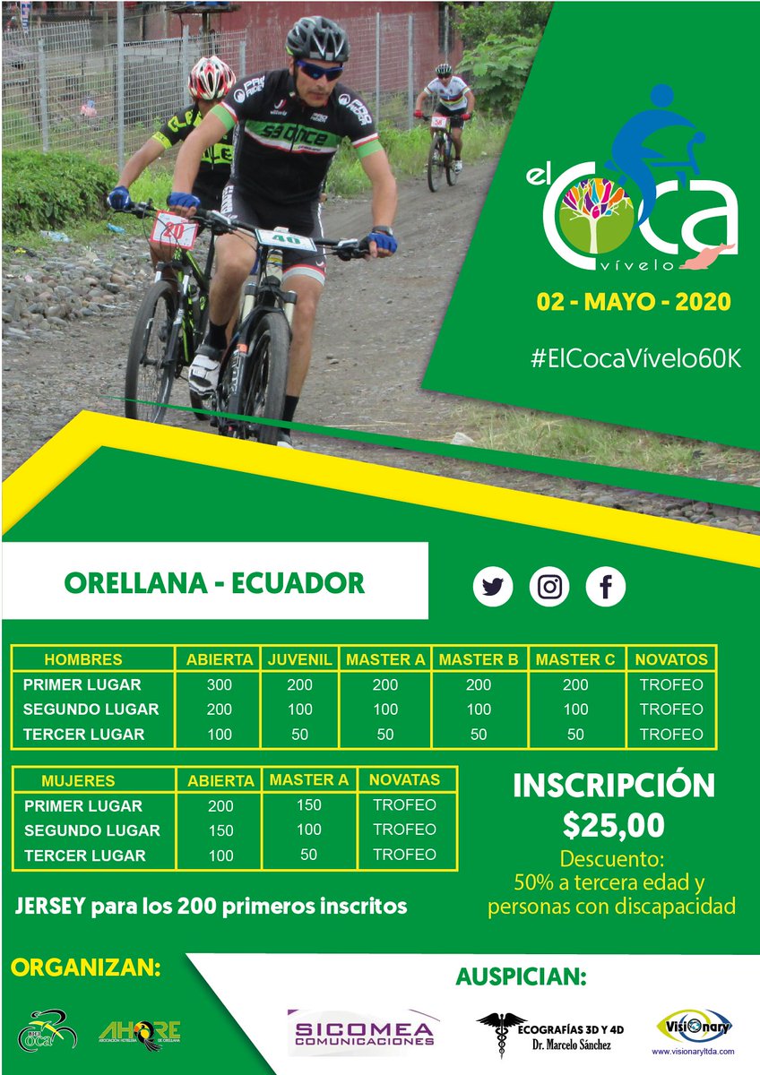 Bicicoca's tweet photo. ¡Llegó lo esperado! 🚴‍♂️🚴‍♀️🥇🥈🥉
Todos los detalles de la competencia ciclística #ElCocaVívelo60K están aquí 👉 https://t.co/CuwxYtQEu3 también puedes inscribirte en este link 👉 https://t.co/S7joaEChWY.

By: @VisionaryLTDA https://t.co/T22SJYqmhf