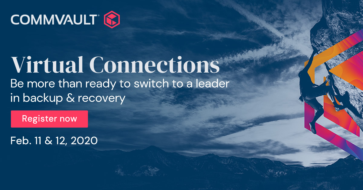 metallic_io's tweet photo. Register today for this free virtual event! #CommvaultVirtualConnections on Feb 11-12 will feature live webinars, exclusive content, and a chance to #AskCommvault experts: https://t.co/XLLoH6EGzh https://t.co/CIIIcmQvPR