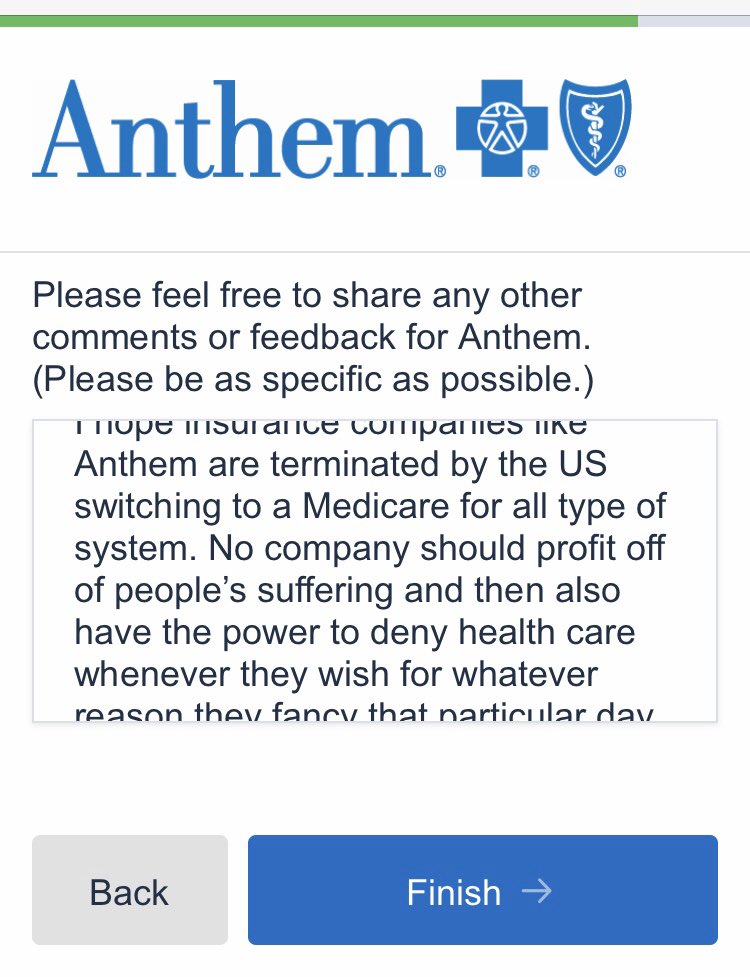 mntnbnd's tweet photo. Anthem asked me to take a survey...so I was honest I guess? @robdelaney probably understands. https://t.co/uxMWm7iFaf