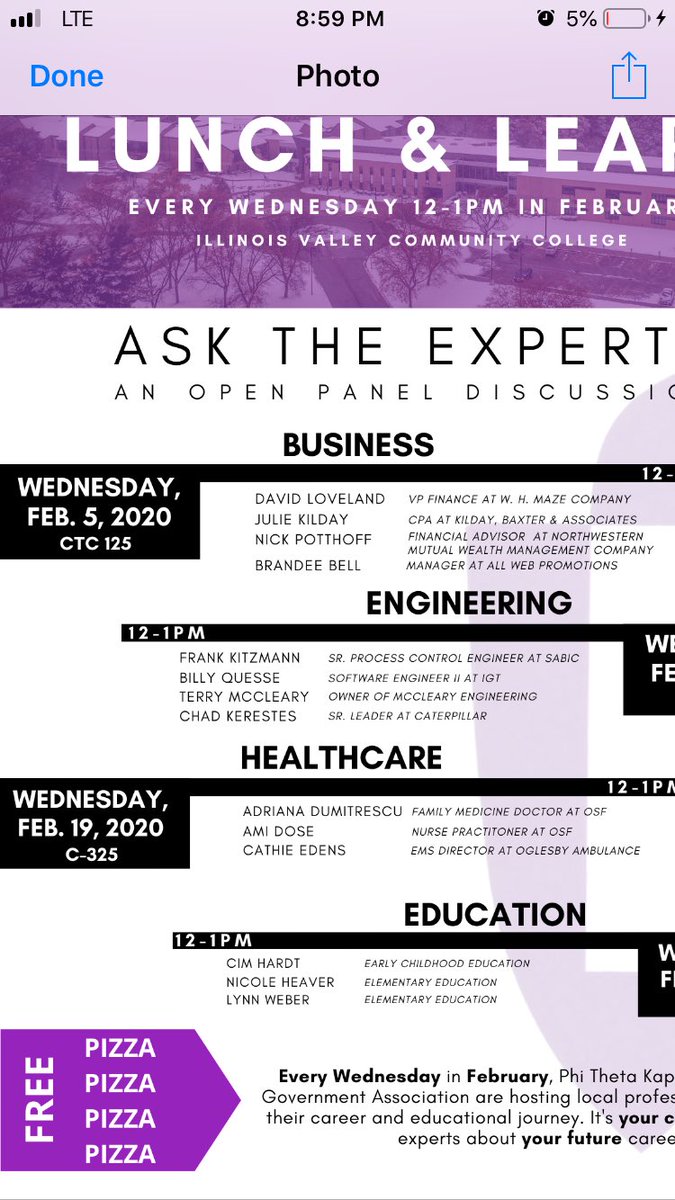 FBLA students attending IVCC’s Lunch &amp; Learn! #inspiredlearning