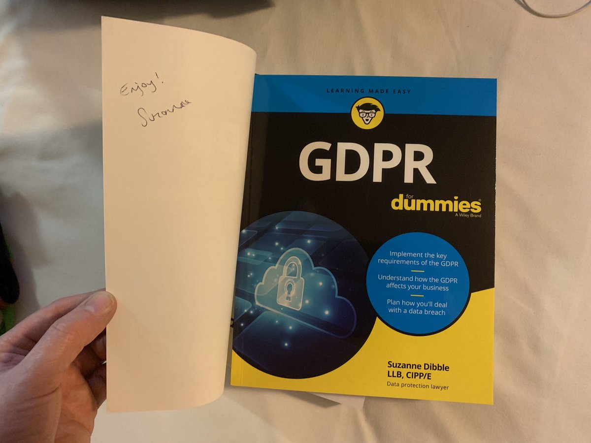 UKCybata's tweet image. I have 2 GDPR dummies books signed by the author Suzanne Dibble. They will both be given away to 2020 clients. DM for #GDPR #support #training