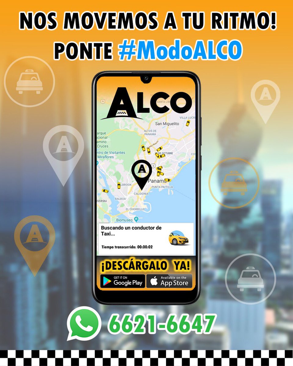 alco_app's tweet photo. Por El APP o por What's App Nos puede solicitar de las 2 formas! Somos tu empresa de transporte con más de 30 años de experiencia!  #PideTuTaxiAlco  #VeranoAlco2020 🚕
.
.
ALCO What's App: 6621-6647
Numero fijo: 221-1932
Linea Gratuita: 800-TAXI (8294) https://t.co/tf5DtVK4Gq