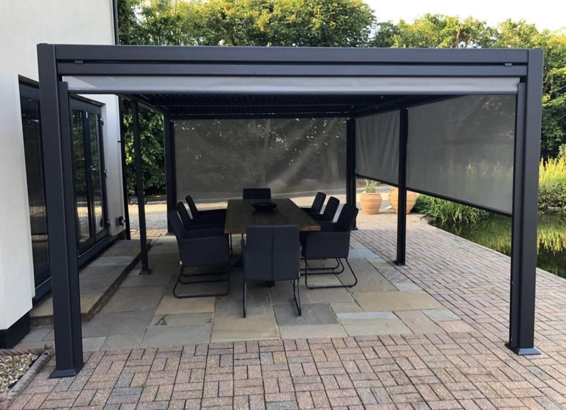 StoreBbq's tweet photo. Our new Galaxy louvred metal gazebos create the perfect addition to your bbq kitchen area with its adjustable open and close roof. Hurry going very fast and available in a range of sizes #gardengazebo #metalgazebos #bbqkitchen #britishweather  https://t.co/x3E0ZcSwMj https://t.co/kT7IKIJZ0a
