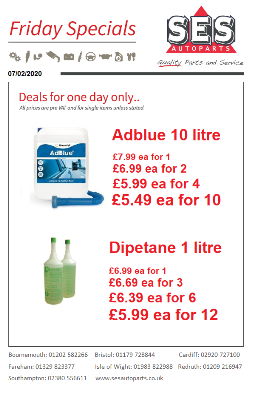 Here's this weeks specials.

Who has tried Dipetane in their fuel tank ?
Petrol or diesel, this additive doesn't care.
Take a look at their website dipetane.com

@Dipetane1