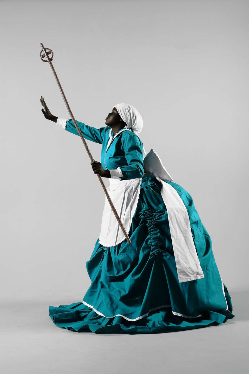 Works by South African artist Mary Sibande, 2000s-10s, who created the alter-ego "Sophie" (based on the women in her own family) to explore the history of domestic labor and the legacy of Apartheid through sculpture and photography