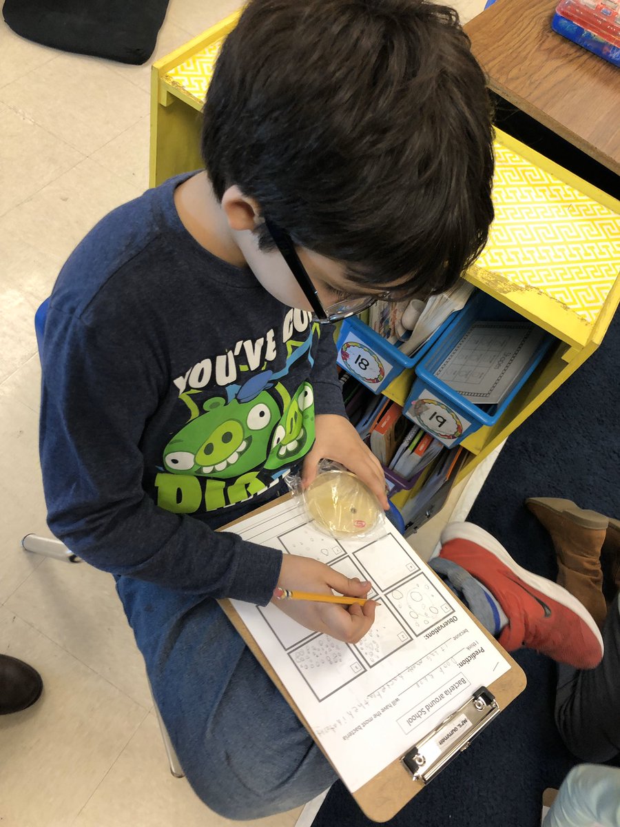 AllisonGummelt's tweet photo. Today another teacher, Mrs. Bailison, helped teach us a special lesson during science about bacteria! She swabbed different places in the school to see which places had the most bacteria. We made predictions and drew conclusions from what we learned! @TobiasExplorers https://t.co/XY9Rl8GWwe