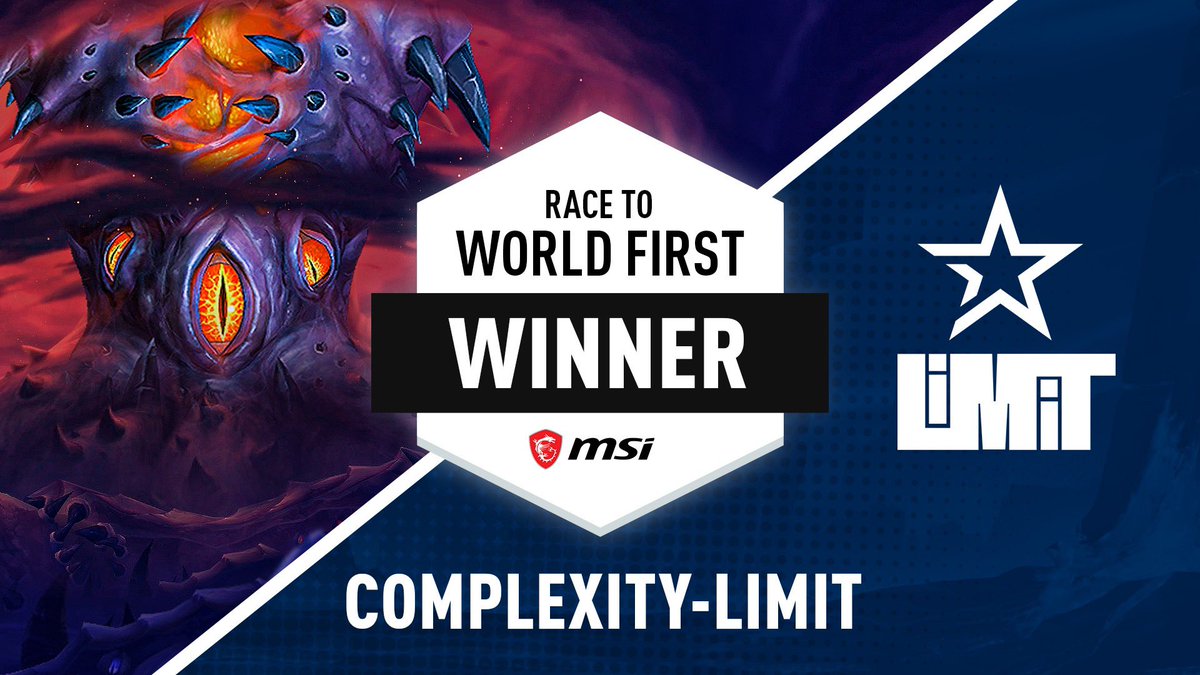 msiUSA's tweet photo. Congratulations to @Complexity @LimitGuild on Ny’Alotha World First! #RWF https://t.co/TlmqZjCwol