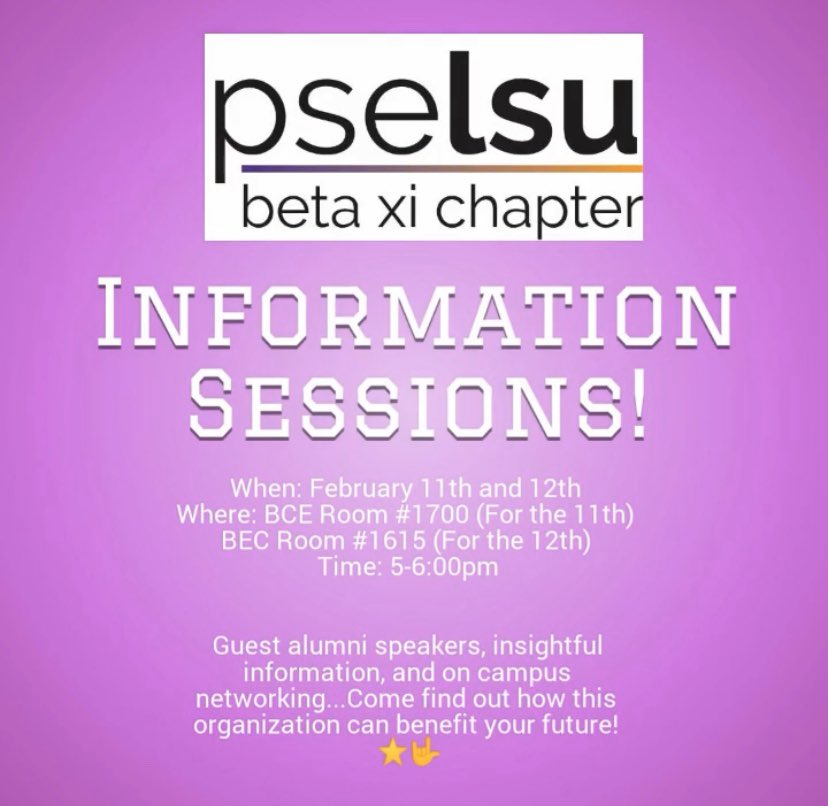 Get the most out of your college career by investing in yourself now! Come to one of our information sessions so you can find out how to do just that by joining PSE...😎#investinyourself2020 #PSES2020