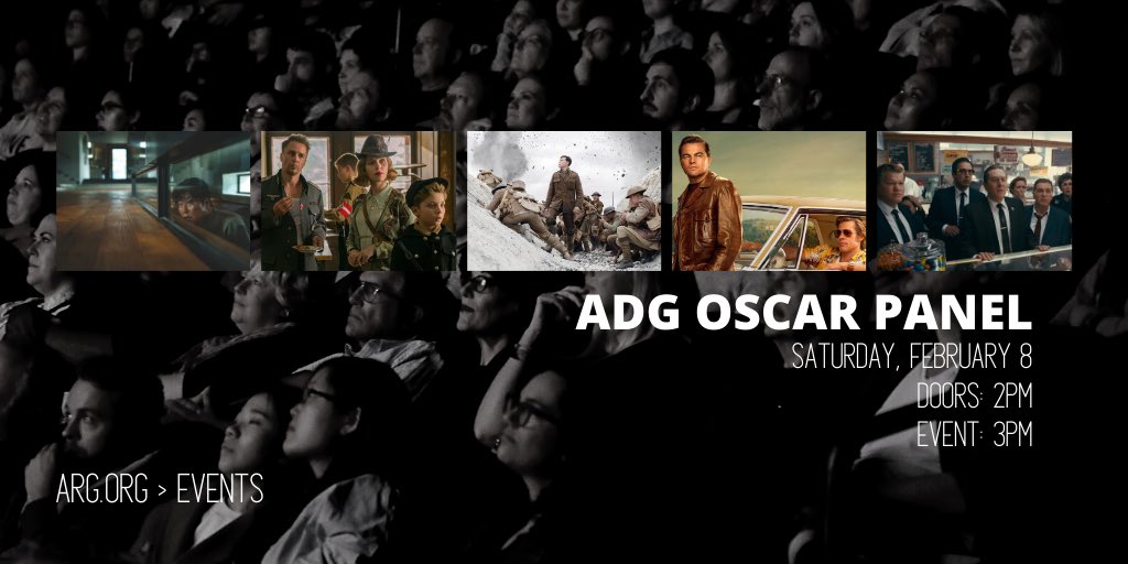 ADG800's tweet image. 🎥 Join us on Saturday as we talk with the #Oscars nominated #ProductionDesigners and #SetDecorators at our annual #ADG800 Oscar Panel!
 
To RSVP: conta.cc/392MzHw
 
Can’t make it? Stream it from home! Event starts at 3PM PT on Sat. 2/8/20: bit.ly/2S7m1iS