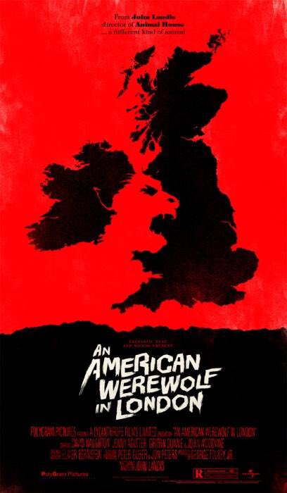 Alt poster art for An American Werewolf In London:1. Artist  @ollymoss 2. Artist  @mattryantobin 3. IG:  @kentaylorart 4. Artist  @VanceKelly Thanks to Gary Pullin  @GhoulishGary for the heads up! #AAWIL