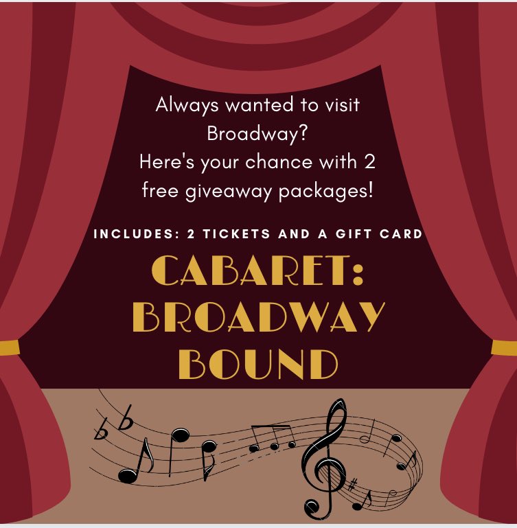 WANT A FREE DATE NIGHT??? We have two date night packages!!! 2 tickets to Cabaret and a gift card for dinner (FRIDAY AND SATURDAY OPTIONS)! Support our talented theater students! Retweet and like to enter the giveaway! Get more entries on instagram! Closes Thursday 2/13 @ 12pm