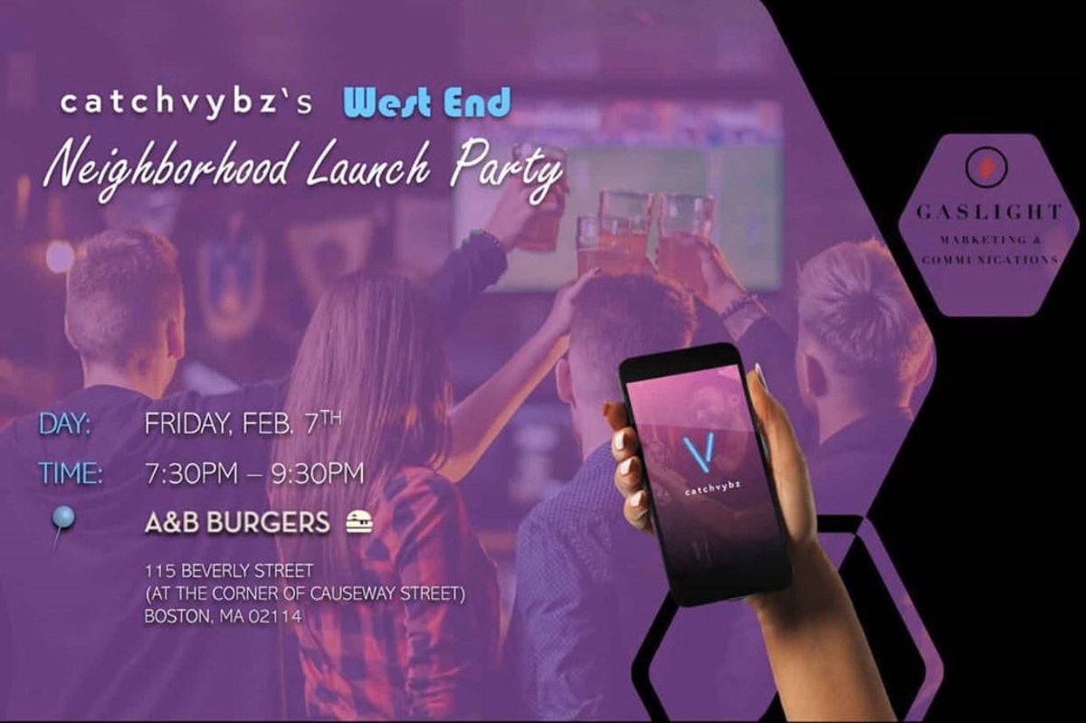 catchvybz's tweet photo. BOSTON! You’re invited to our Neighborhood Launch Party 🎉 

Tomorrow 2/7 - 7:30-9:30PM at @anbburgers in the West End!

Come say hi and catch some vybz ☺️ 

#launchparty #party #event #boston #fridayvibes #weekendvibes #burger #beer #newapp https://t.co/pH3hXA1FGK