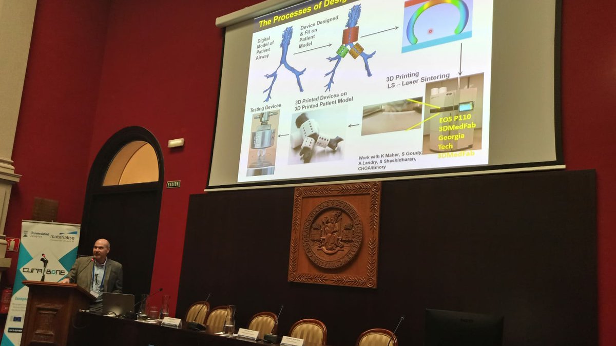 curabone's tweet photo. Last talk of the day is done by Scott Hollister! He gave us a great overview about the FDA approval process for 3D printed scaffold. #BoneZaragoza #MSCA #H2020 #CuraBone https://t.co/EVlPRIxpIt