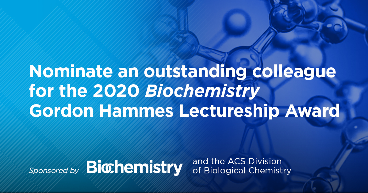 BiochemistryACS's tweet photo. It's that time of year again - applications for the Gordon Hammes Lectureship are due March 2nd!

Nominate an individual whose contributions have had a major impact across the field of biological chemistry. The winner will present a lecture at #ACSSF
https://t.co/2nhNQaWG03 https://t.co/owZoar2ioY