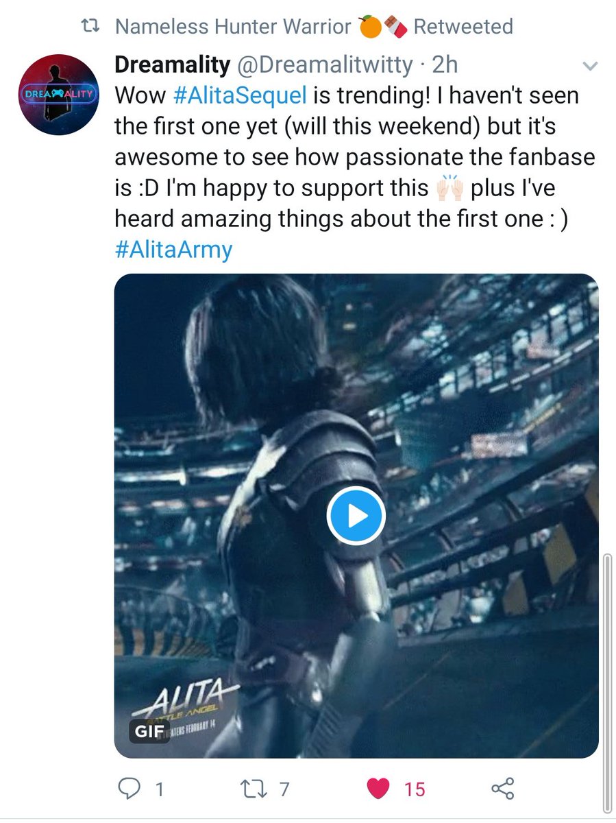 Keep it up, Alita Army. We'll get that  #AlitaSequel