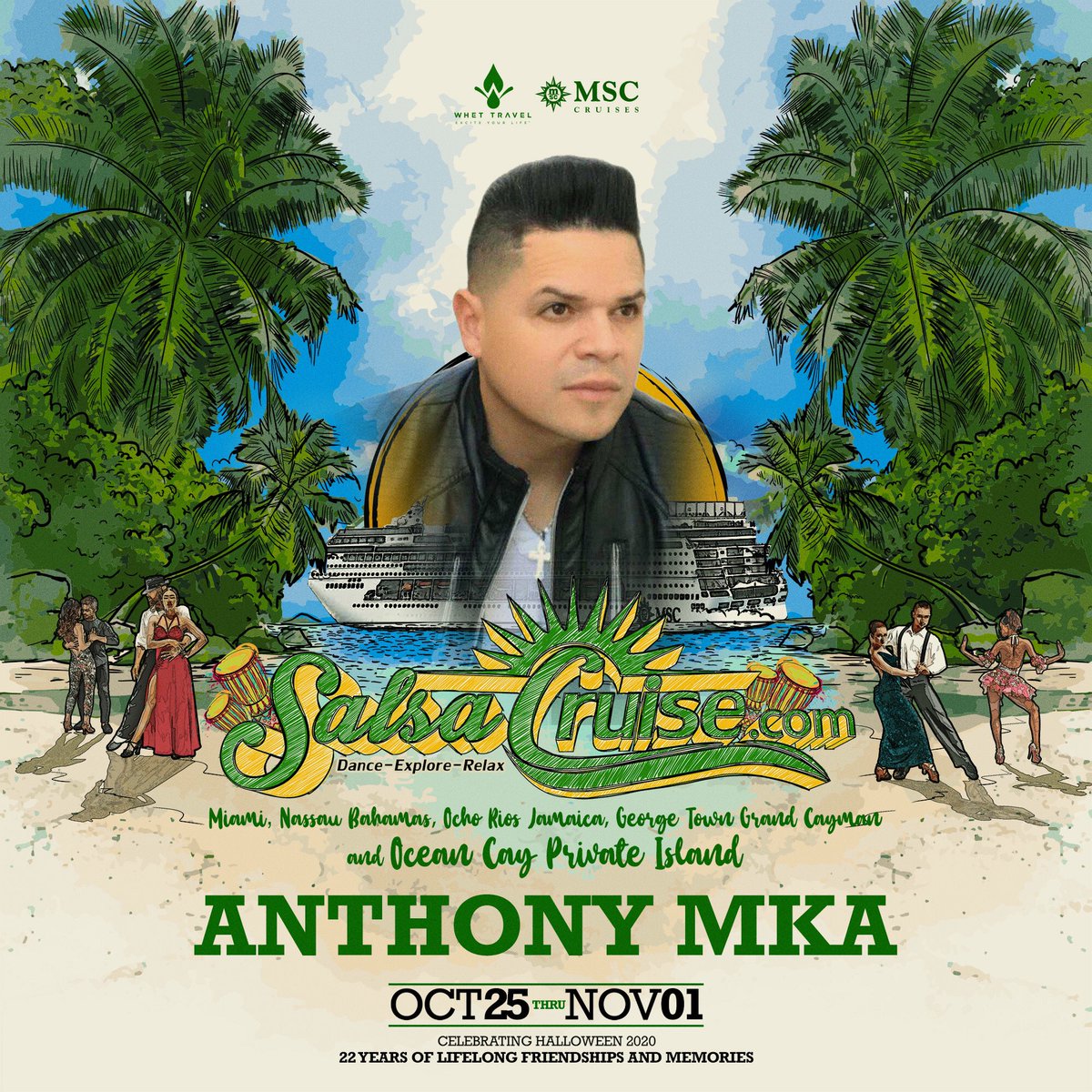 salsacruise's tweet photo. Up next we welcome @anthony_mka to the Official Salsa Cruise 2020 lineup 🎉 The Puerto Rican flair is the former lead vocalist from La Makina, who brought us the hits ‘Nadie se Muere’ & ‘Mi Reina’ 🎶 so get ready for the best entertainment for our 22nd year sailing #SalsaFam 🕺🏻 https://t.co/HqUoJiw8Z0