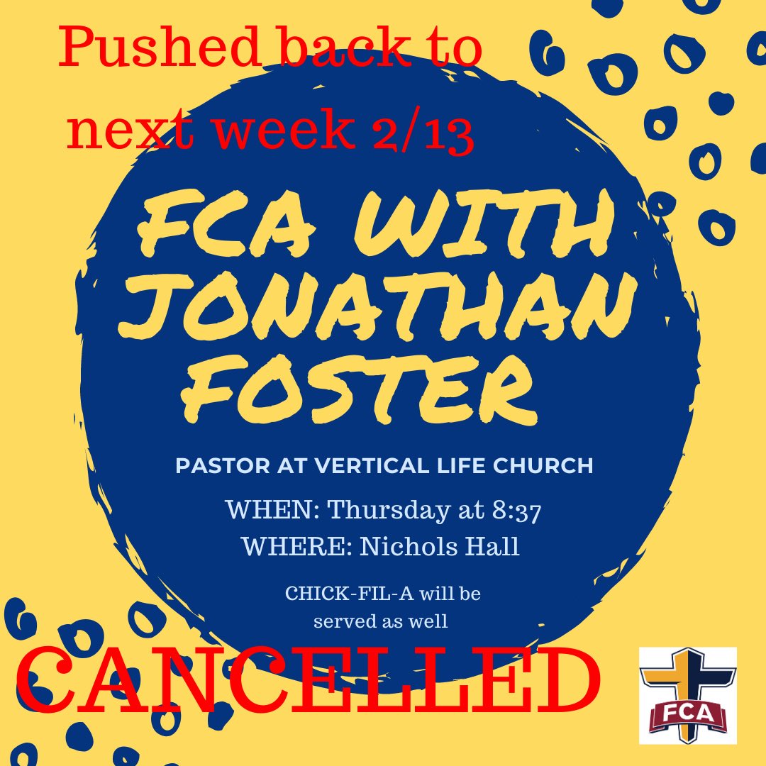 LRFCA's tweet image. FCA is Cancelled tonight due to weather! We will have Jonathan Foster coming next week to speak! Stay safe and as dry as possible!