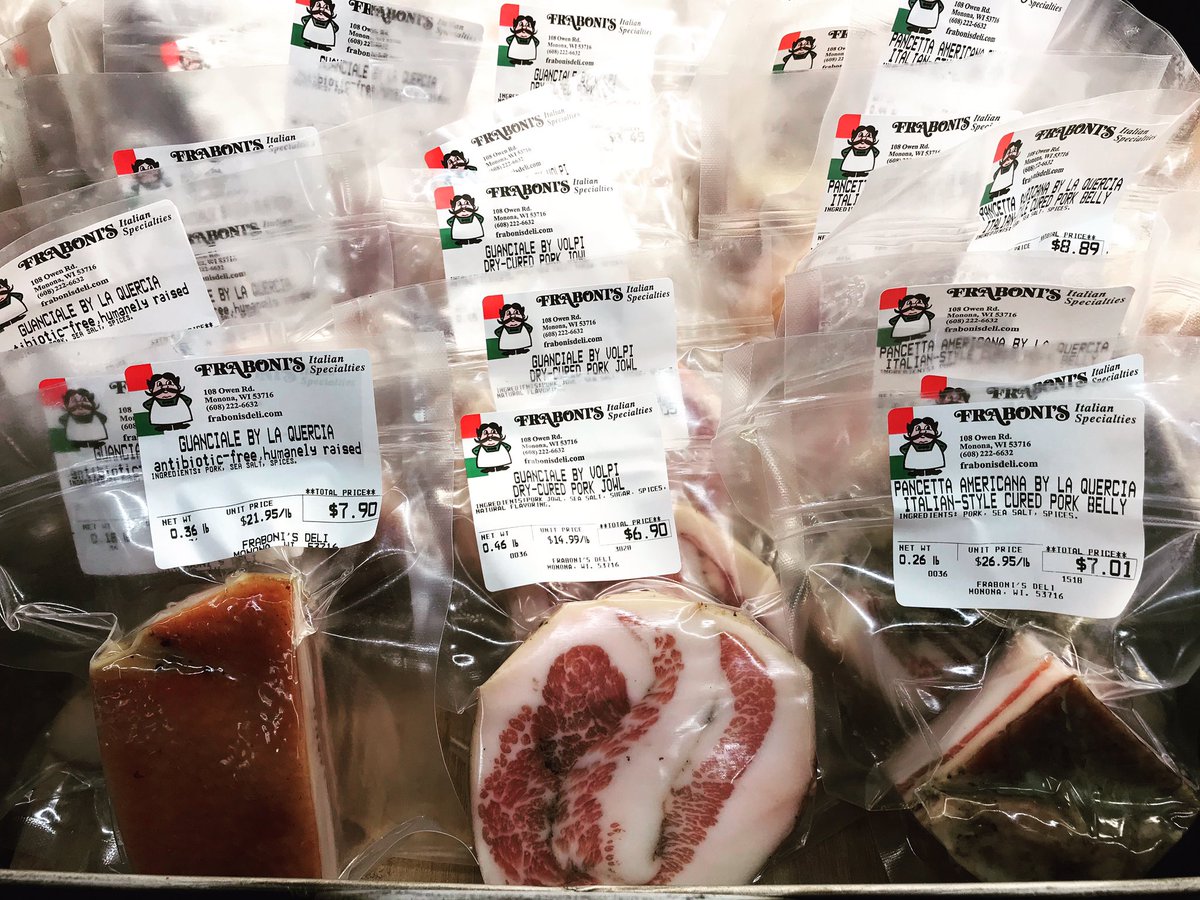 FrabonisMonona's tweet photo. RE-STOCK ALERT: We just put out some delicious Pancetta Americana and Guanciale from @laquercia along with some Guanciale from @volpifoods Pick some up for your #culinaryadventures this weekend! #curedmeat #jowelsfordays #frabonis https://t.co/okUWBaRuoS