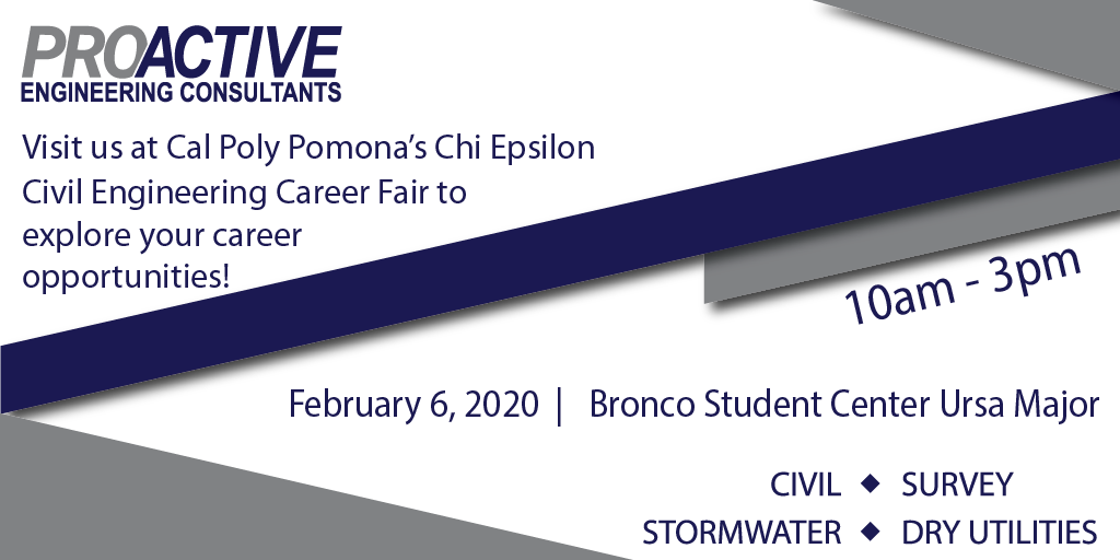 Proactive_EC's tweet photo. We’re excited to visit @calpolypomona TODAY for the Chi Epsilon job fair to talk to future civil engineers! Stop by and say “Hi” to our team!
#CalPolyPomona #ChiEpsilon #civilengineering #civilengineer #pe #jobfair #careerfair #wehaveswag #calpoly #inlandempire #CPP @ASCEOCYMF https://t.co/rfsVbFV8GU