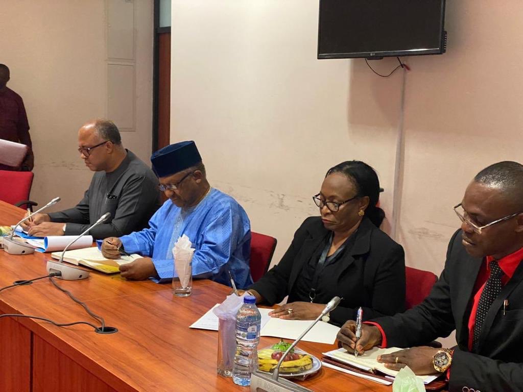 NCDCgov's tweet photo. Today, we joined a delegation from @fmohnigeria led by the Honourable Minister, Dr Osagie Ehanire to brief @NGRSenate Committee on Healthcare Services chaired by Distinguished Senator @official_IYO on response to the #Lassafever outbreak &amp; preparedness for the novel #coronavirus https://t.co/lQXBbLFsn3