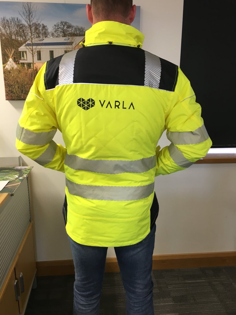 Jordan, one of our Project Managers, modelling our new branded hi-viz coats that have just been delivered for our Project Managers and Operatives.