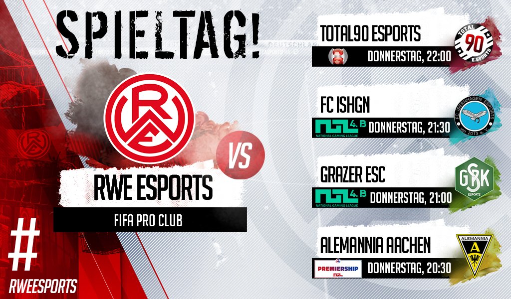 Heute stehen 4 Spiele für unsere Jungs in rot-weiss an! Gestartet wird um 20:30 Uhr gegen Alemannia Aachen, dann geht es gegen den Grazer ESC und FC Ishgn, zum Abschluss noch gegen Total90 Esports!
Schaut wie immer live zu 🇮🇩 #rweesports 🎮

📺 Livestream:
twitch.tv/rotweissessen_…