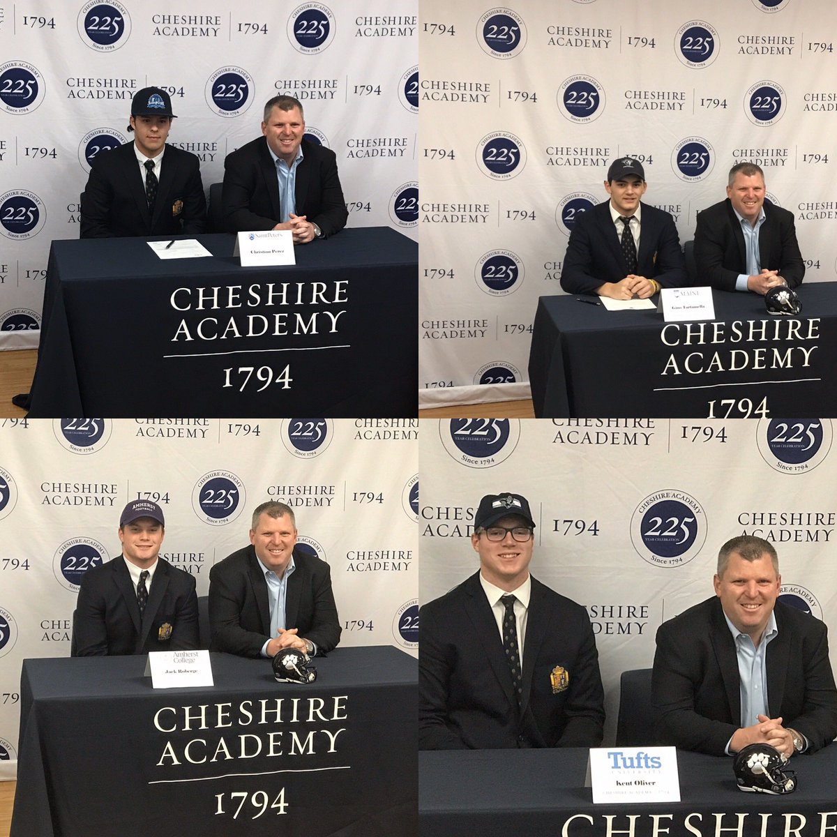 CAcatsFB1794's tweet photo. @CAfootball1794 is proud to announce the commitment of these 4 young men.  Can’t wait to watch them continue their success at the college level.  #CA 🏈 &amp; ⚾️.  @CACats1794 @AmherstCollFB @TuftsFootball @BlackBearsFB @PeacocksBASE https://t.co/rdvFpOLeJc
