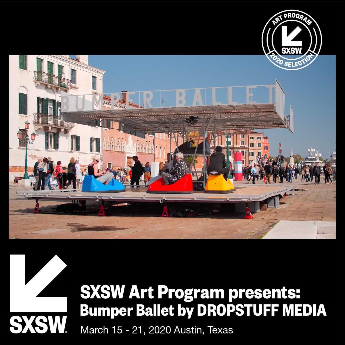 DROPSTUFF's tweet image. Great news from Austin, Texas! Our installation &apos;Bumper Ballet&apos; has been selected for the 2020 SXSW Art Program! Between 15th and 21st of March these AI-driven bumper cars will be featured at the one of the world&apos;s most innovate art and technology festivals!
@sxsw #SXSW2020 #sxsw