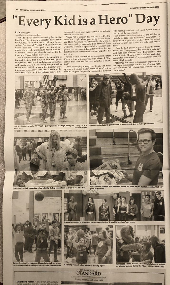 Thanks to the <a href="/GallatinNews/">The Gallatin News</a> &amp; <a href="/Hville_Standard/">Hville_Standard</a> for the excellent coverage of Every Kid Is a Hero Day. If we do this again next year, I vote <a href="/JohnSchaech/">John-a-thon Schaech</a> shows up in person in his Jonah Hex hat since he lives so close to us now anyway. 😁👍