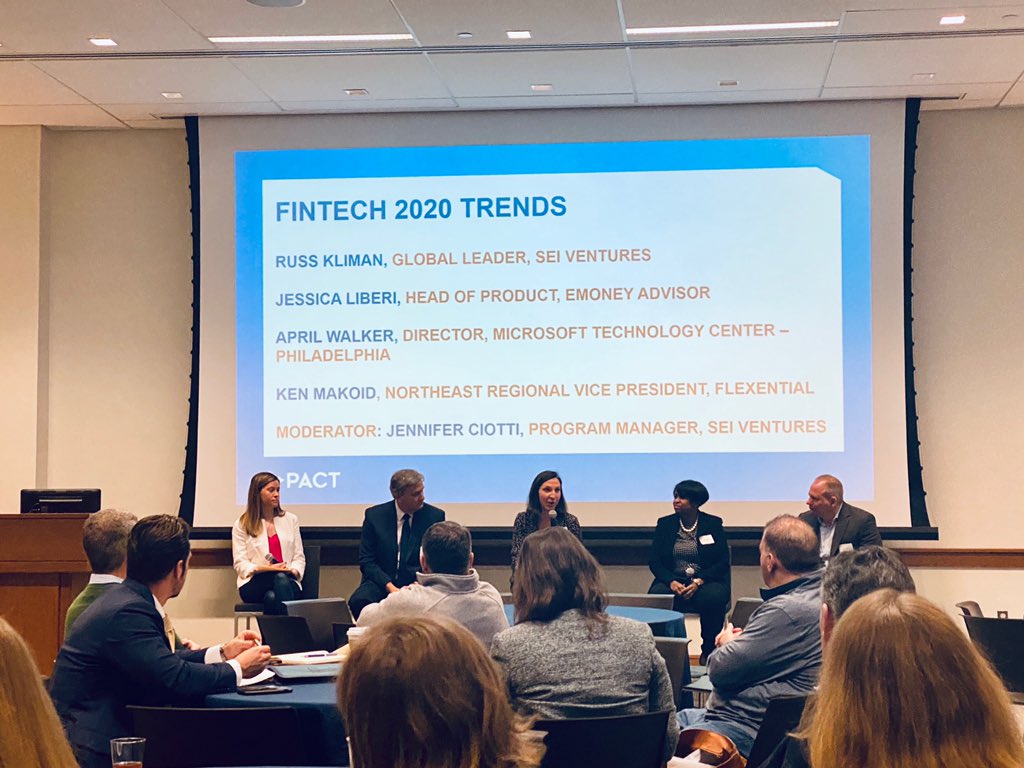 flexential's tweet photo. How has #fintech changed over the last 10 years? Our RVP Ken Makoid and other leaders from @SEIventures , @eMoneyAdvisor and @Microsoft Technology Center - Philadelphia discuss trends seen in #financialservices. #PhilaPACT #PACTfintech https://t.co/iwOHRextRz