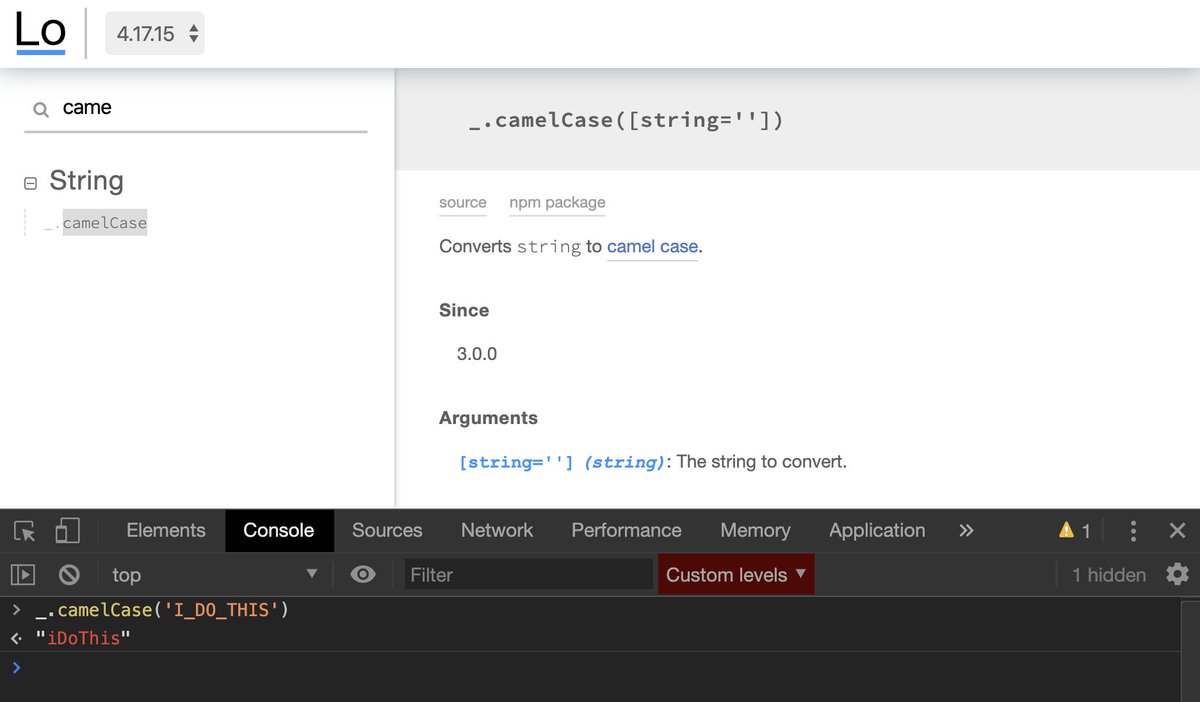 Does anybody else load up the developer console on lodash.com/docs to try out stuff real quick? Of course now there's a REPL but old habits die hard :)