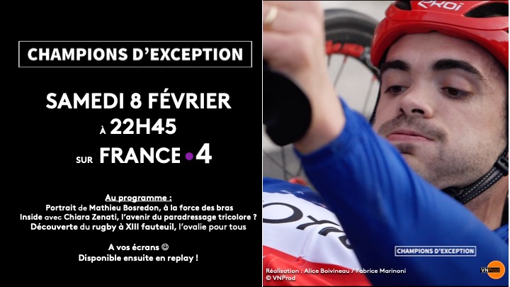 Champions d'Exception #Chex revient sur @France4tv  ce samedi à 22h45 ! 
Toutes les infos ➜ mailchi.mp/290e171184a1/c… et retrouvez désormais tous les #replay sur <a href="/handisportTV/">Handisport TV</a> handisport.tv/championsexcep…
une émission produite par <a href="/VnProd/">VNProd</a> 
<a href="/FFHandisport/">FFHandisport</a> <a href="/FRAparalympique/">Comité Paralympique et Sportif Français</a> <a href="/francetvsport/">francetvsport</a>