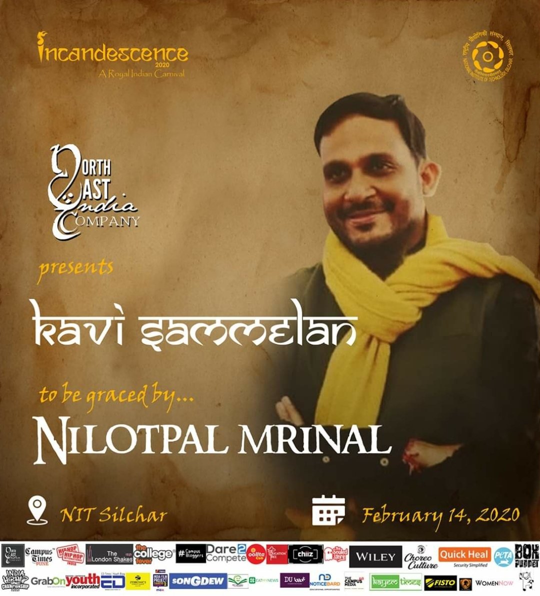 IncandNITS's tweet photo. Incandescence presents to you one of the finest of the poets who will be gracing the stage during Kavi Sammelan. 

Get ready to be enthralled by this maestro. One of the best evenings of Incandescence awaits you! https://t.co/9rb6tf15eh