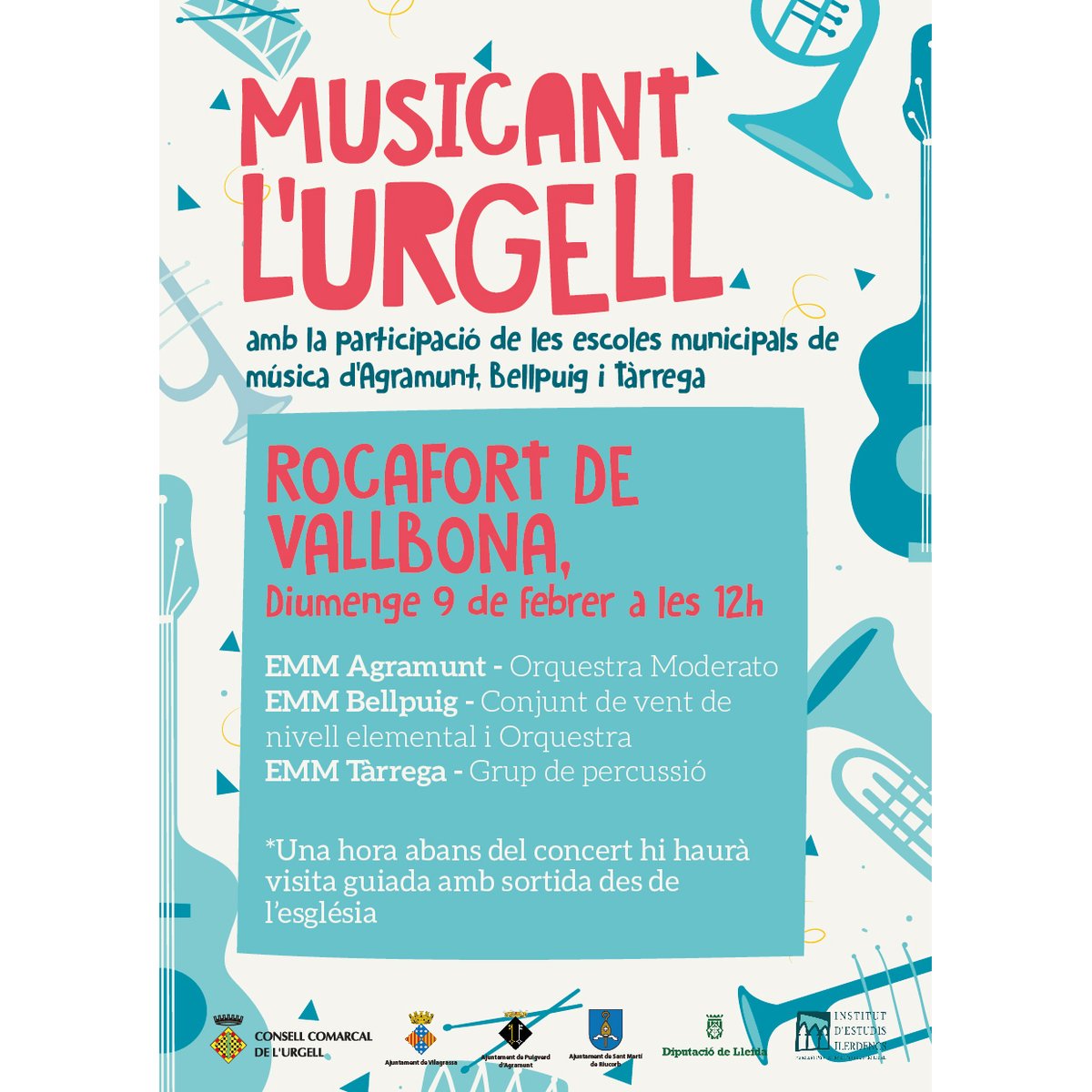 cc_urgell's tweet photo. 🔊MUSICANT L'URGELL. So i Patrimoni, amb l'actuació de les escoles de música de d'Agramunt, Bellpuig i Tàrrega.
📅 Diumenge, 9 de febrer, a l'església de la Transfiguració de #RocafortdeVallbona.
#urgell #musicantlurgell #musica #patrimoni #valldelcorb #cultura https://t.co/5B8xcu8Y7M