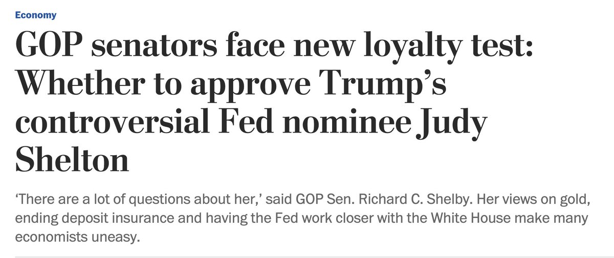 by  @byHeatherLong  https://www.washingtonpost.com/business/2020/02/06/gop-senators-face-new-loyalty-test-whether-approve-trumps-controversial-fed-nominee-judy-shelton/?utm_campaign=wp_business&utm_medium=social&utm_source=twitter