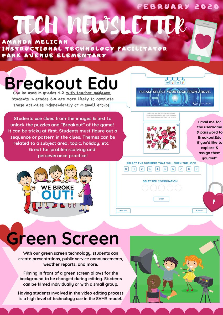 park_ave_stem's tweet image. Check out my Park Ave Tech Newsletter for February! 💘💌💻 #parkavepride #technewsletter @breakoutEDU #greenscreen @GoNoodle @MobyMax #reflexmath