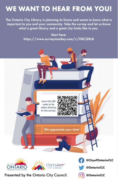 colonylibrary's tweet photo. COHS teachers and students, now's the time to let the Ontario City Library know what you want to see at your public library location. #takethesurvey #haveavoice #ontariocitylibrary #lewisfamilybranchlibrary #InCOHSlibrary https://t.co/RuJ16QXlIM