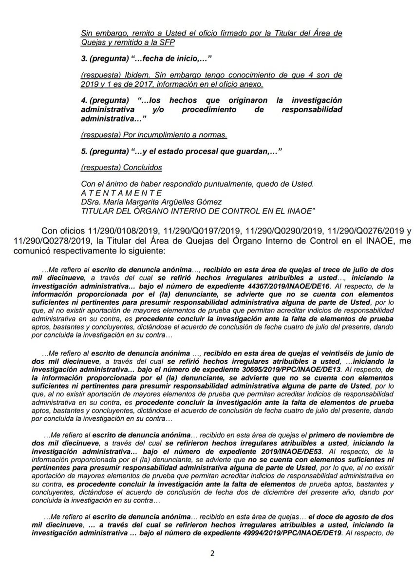 DrAltamiranoR's tweet photo. - COMUNICADO - 

En Septiembre pasado renuncié a la DG de @inaoe_mx debido a denuncias en mi contra.

La @SFP_mx me informó que dichas denuncias ANÓNIMAS, fueron concluidas por ausencia de elementos. Los denunciantes no presentaron evidencia que sustentara sus acusaciones. https://t.co/gVAqOT0rSp