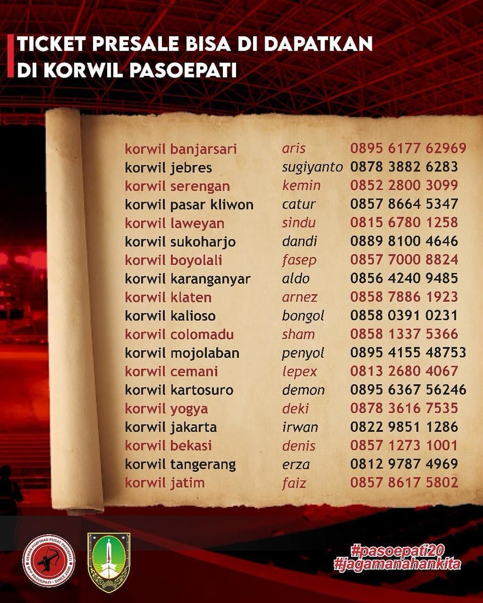 Presale ditutup tgl 12 februari
Ekonomi 50k
Vip 100k
Penukaran tiket H-1