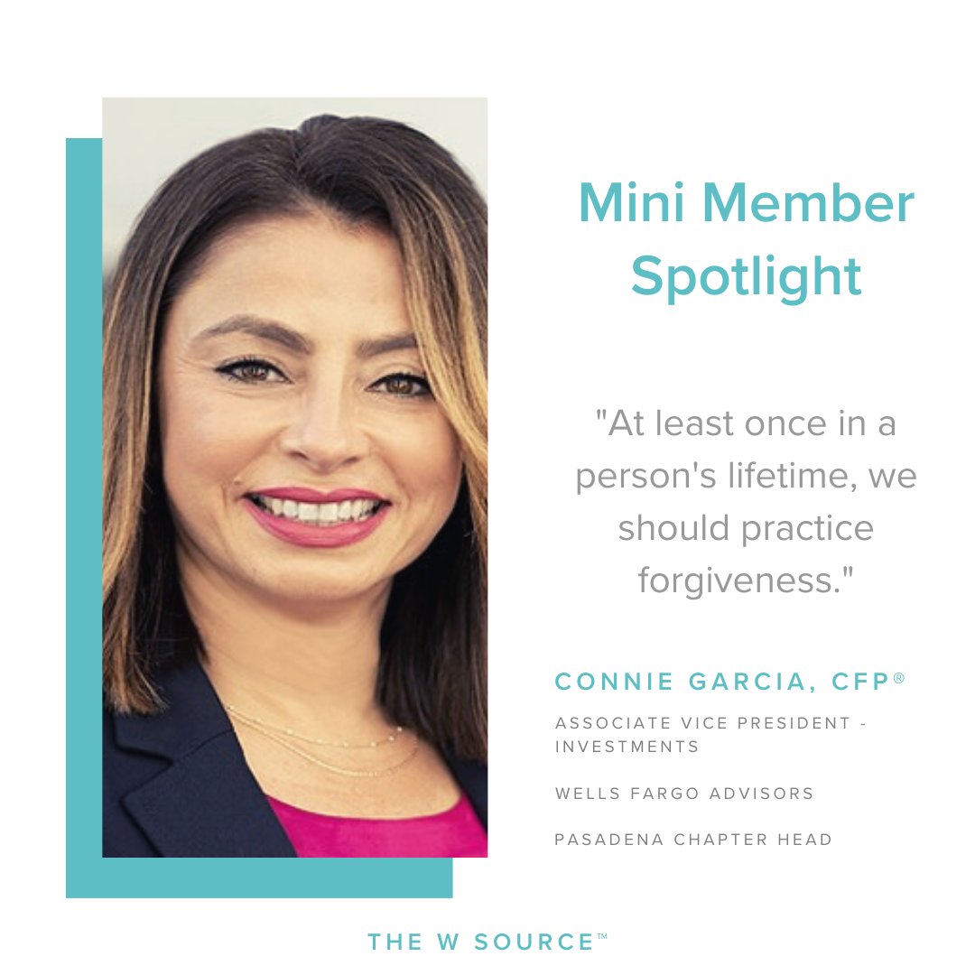 TheWSource's tweet image. Our next Mini Member Spotlight features Connie Garcia, Associate Vice President - Investments at Wells Fargo Advisors. Learn more about Connie by reading her spotlight here: bit.ly/2S3kLNt #thewsource #member #Spotlight #financialadvisor #Pasadena