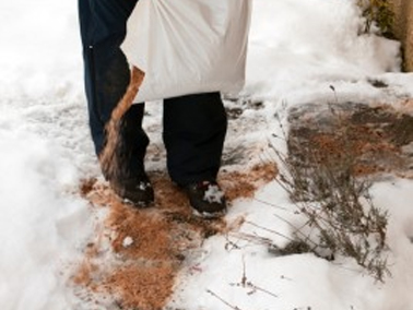 RecyclingBC's tweet photo. Icy patches lurking on your driveway or sidewalk? Skip the road salt and opt for a #green alternative instead! Kitty litter, beet juice or sand tend to work well! #winterwoes #goodbyeice https://t.co/9G6lcHS0cd