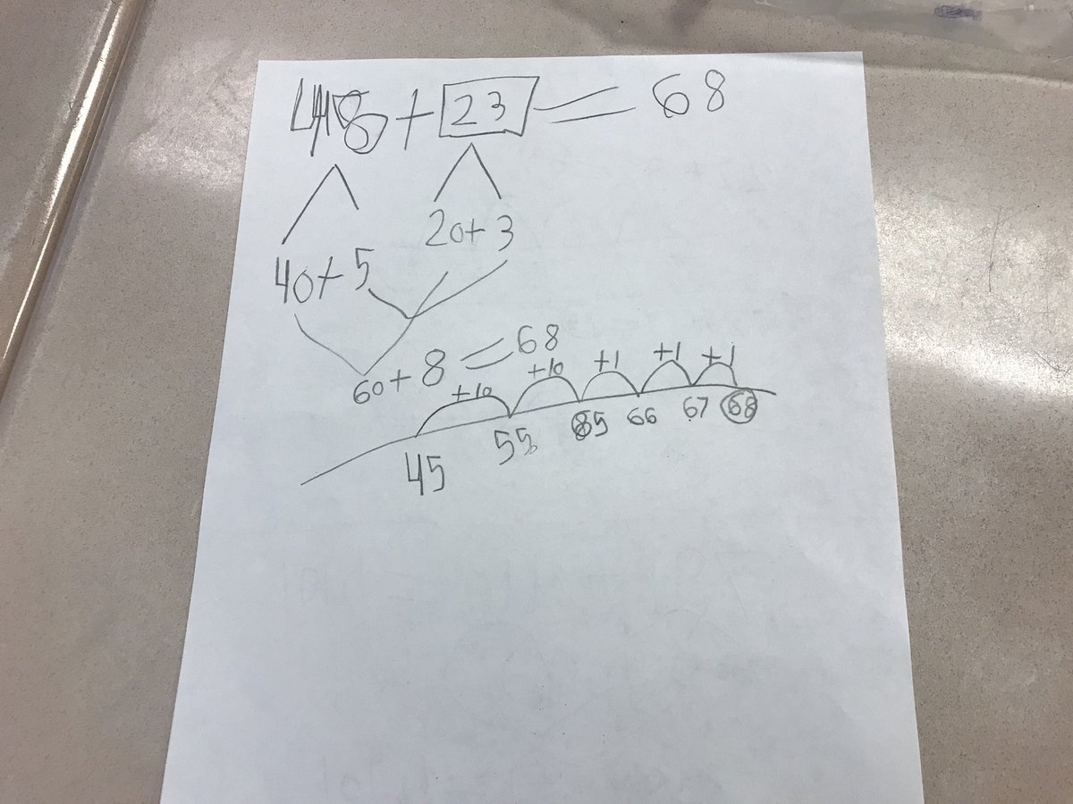 Math_Sherrie's tweet image. Ms. Kelley’s 2nd grade class at BP sharing their thinking as they are solving problems using an open number line.  #BigBlueOnTheMove